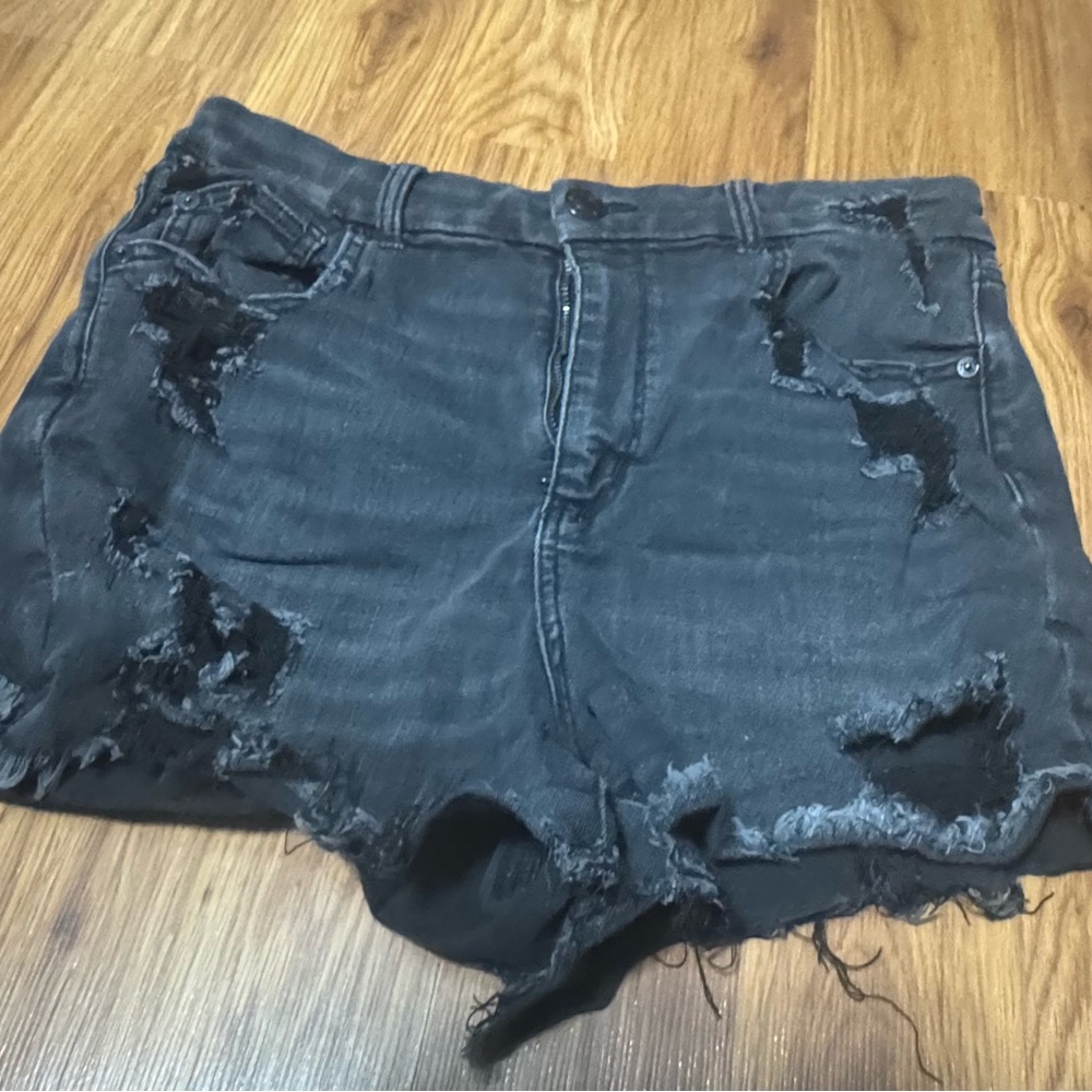 American Eagle Outfitters Black Ripped Jean Shorts